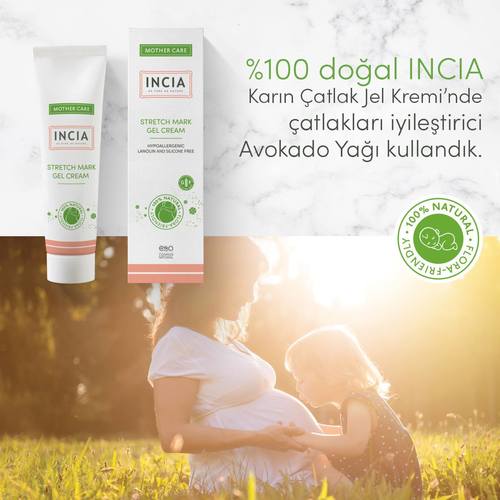 Incia stretch mark gel cream - The perfect blend of 100% natural and pure oils helps increase the skin’s elasticity and firmness by strengthening skin functions. It prevents the formation of stretch marks on the skin before and after birth. It helps promote cell regeneration and collagen synthesis./ 200 ml/
 how to use: 
Gently apply Incia Abdominal Stretch Gel Cream in a thin layer to newly cleaned dry or cracked skin 1 time per day.