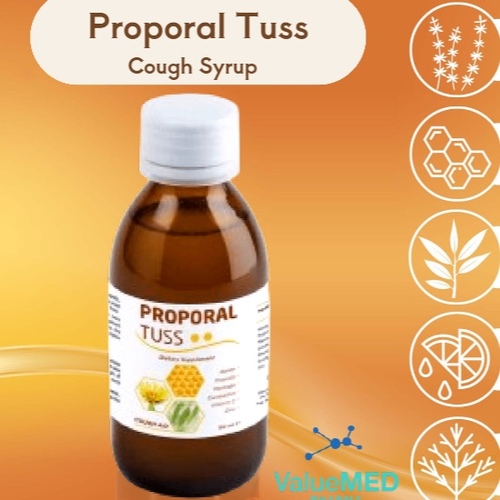 Proporal Tuss cough syrup - Natural cough syrup with Propolis , Mint , Vitamin C , Zinc and many magical ingredients. For all types of Coughs and all ages. size: 150 ml