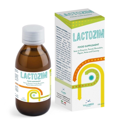 Lactozim Digestive enzymes - Natural Digestive Enzymes such as Alpha Amylase, gluco peptides,…,etc , caraway, anise and mix of important vitamins. Safe for babies and adults. uses: Gases, Bloating ,poor digestion,Diarrhea, constipation, loss appetite for babies. Size: 150 ml