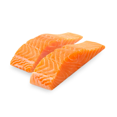 Salmon Portions Skinless - 10kg box - Norwegian Frozen Salmon Portions, packed in UAE. Medium 160-180g per piece, Large 210-230g per piece.