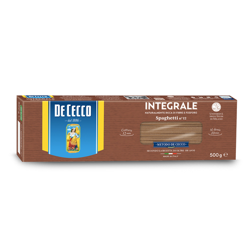 SPAGHETTI INTEGRALE 500g - Established in 1886, DeCecco remains one of the world's oldest and most beloved premium pasta manufacturers. All DeCecco products are manufactured and imported from ITALY