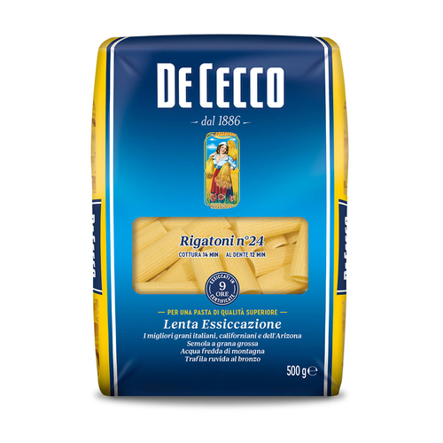 RIGATONI 500g - Established in 1886, DeCecco remains one of the world's oldest and most beloved premium pasta manufacturers. All DeCecco products are manufactured and imported from ITALY