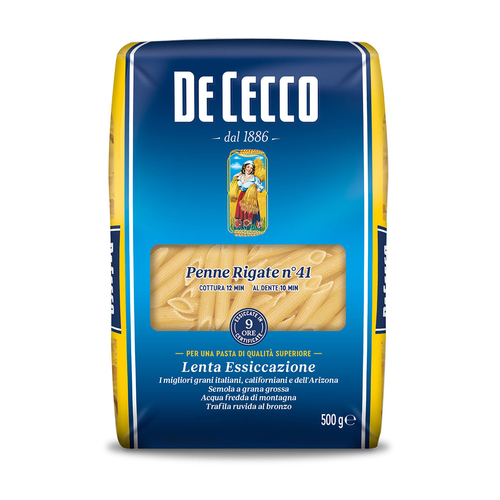 PENNE RIGATE 500g - Established in 1886, DeCecco remains one of the world's oldest and most beloved premium pasta manufacturers. All DeCecco products are manufactured and imported from ITALY