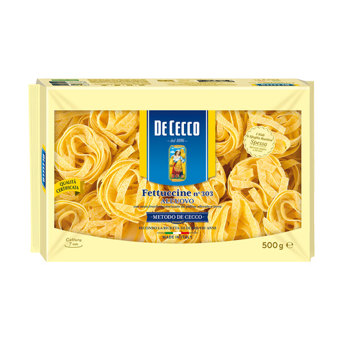 FETTUCCINE EGG 500g - Established in 1886, DeCecco remains one of the world's oldest and most beloved premium pasta manufacturers. All DeCecco products are manufactured and imported from ITALY