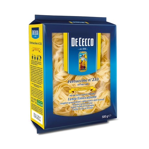 FETTUCINE 500g - Established in 1886, DeCecco remains one of the world's oldest and most beloved premium pasta manufacturers. All DeCecco products are manufactured and imported from ITALY