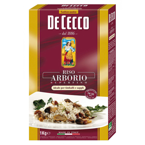 ARBORIO RICE 1kg - Established in 1886, DeCecco remains one of the world's oldest and most beloved premium pasta manufacturers. All DeCecco products are manufactured and imported from ITALY