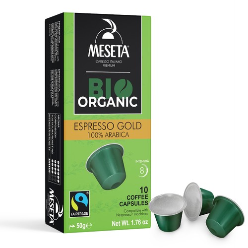 Roasted and Ground Coffee Capsules - Organic Espresso Gold (MESETA) - Roasted and Ground Coffee Capsules - Organic Espresso Gold (MESETA)