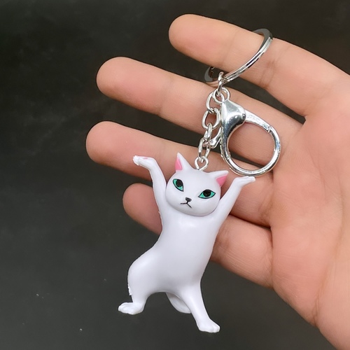 Cat keychain- white