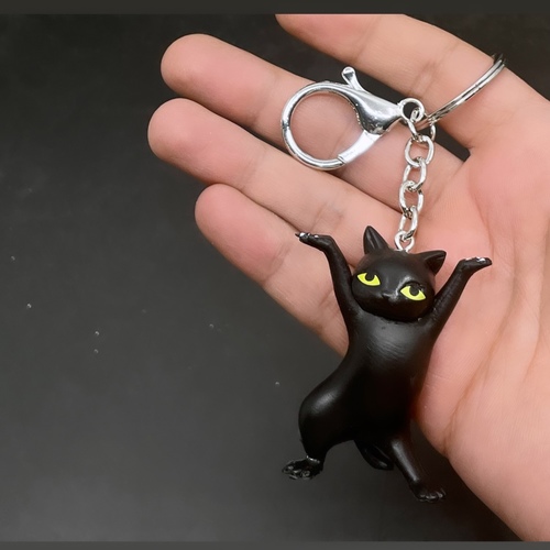 Cat keychain- black