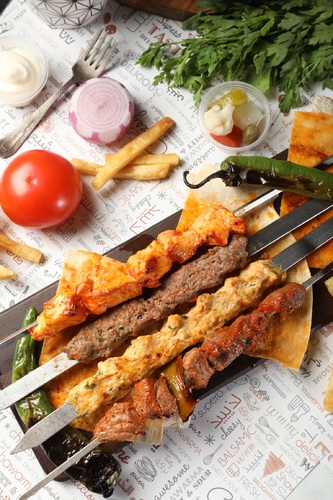 2 Grilled Skewer with Rice or Burghul - Your Choice of Burghul or Rice Top with two Skewer