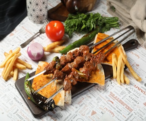 Hatay Tikka Plate - 3 Skewers of Meat Tikka, Fries and Oven Turkish Bread