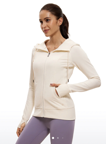 Cotton Terry Full Zip Hoodies Thumb Holes