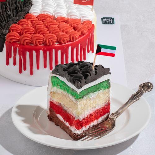 Kuwait Flag Cake - Vanilla and chocolate filling