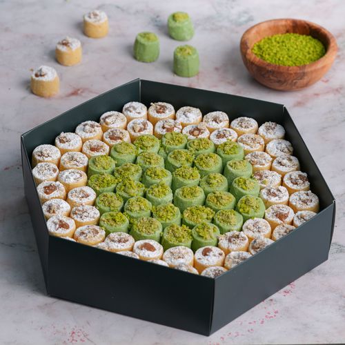 Pistachio and Walnut Ghoraiba - Kuwaiti Ghoraiba 80 pcs mix piistachio and walnut