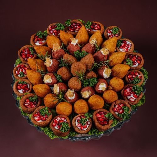 Kibbeh Mix Tray - 50 pcs Fillings Labna and pomegranate Cheese Cheddar Meat