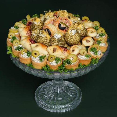 Tart and Fatayer Crystal - 42pcs Tart with cheese- fatayer chicken- pizza- spinach