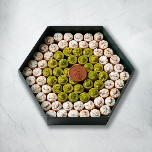 Pistachio and Walnut Ghoraiba - Kuwaiti Ghoraiba 80 pcs mix piistachio and walnut