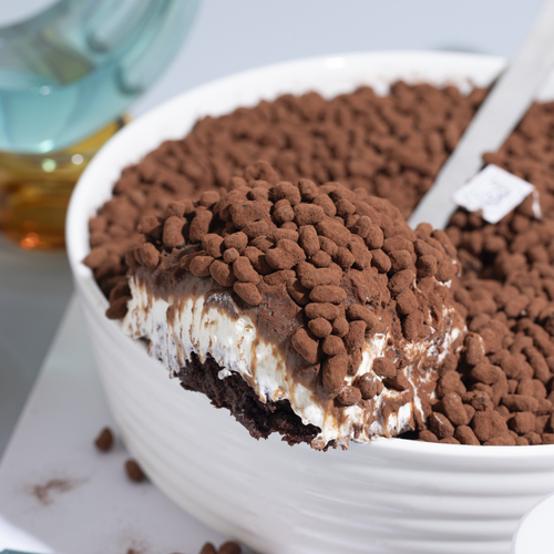 Crunchy Choco - Brownie cake with cream cheese mix and hot chocolate sauce with rice crispy