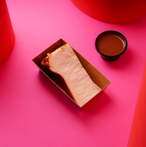 San-Sebastin Cake Slice with milk chocolate - A Slice of San Sebastian Cake, without Sauce.