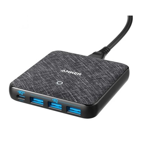 powerport atom slim - Black charging from Anker, 3 USB ports, 1 Type C port, 65w power