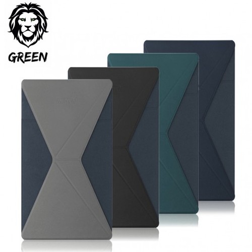 Green phone stand - Green Premium Leather Phone Stand & Card Holder  Features and Specifications: - Ultra-slim and light-weight - Easy to Hold - Tiny to take - With a foldable design, the stander could be folded as thin as a paper - Horizontally stand at 40° for a perfect angle to watch movies comfortably