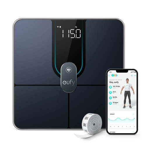 Eufy Smart Scale P2 Pro - Digital Scale with Wi-Fi Bluetooth16 Measurements Including WeightHeart Rate, Body Fat, BMI, Muscle & Bone Mass3D Virtual Body Mode50 g/0.1 lb High AccuracyThird-Party App SyncingNutrition-Tracking & Calorie ManagementBaby Mode & Pet Mode Full Body Composition Analysis 3D Virtual Model IPX5 Water-proof Rating 16 Insightful Measurements Unlimited Users Super-accurate measurements