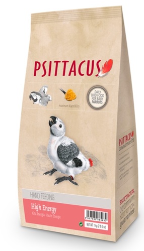 PET SHOP  - HIGH ENERGY HAND FEEDING, 1 Kg - Formulated to hand-rear those parrot species that need high fat diets. It contains the most suitable vegetable fat for these species: crude palm oil. It also contains papaya which favours digestive transit.
It is a follow-on hand-feeding formula that should be used from the moment pin feathers emerge until weaning. For example, in African Grey Parrots it is used from the 3rd week of life.