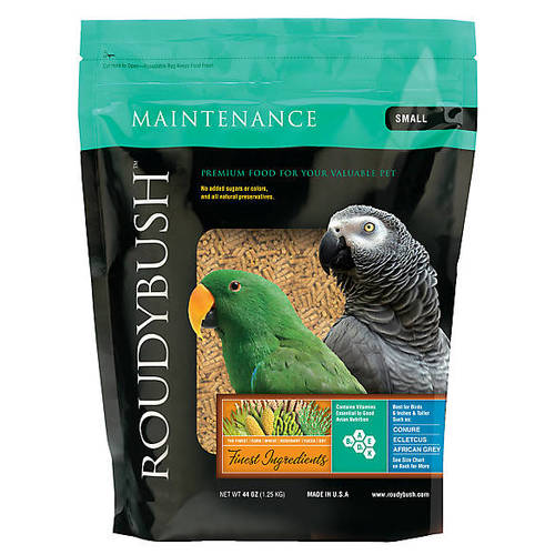 Maintenance small   From Roudyboush, 1.25 kg - Use this diet when switching your bird from its old diet to Roudybush. Continue to feed  birds that are not laying eggs or feeding chicks. Lories and lorikeets, which will accept this diet, will have drier droppings than they have on nectar.