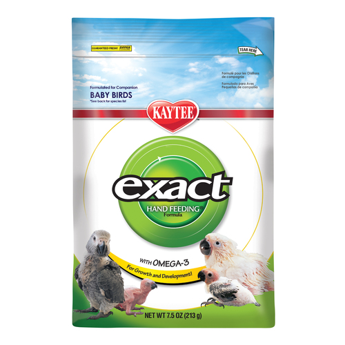 PET SHOP  - طعام للطيورالصغيره من شركة اكزاقت 2.25 Kg - صيغة التغذية اليدوية (العس - الغر) للطيور الصغيرة: هي واحدة من اولى الصيغ التي تم البحث عنها واعتمادها من من المربين ذو الخبرة العالة والبيطريون في جميع انحاء العالم. تحتوي تركية هذا الغذاء على مكونات عالية الدقة لتعزيز عملية النمو السليم وتسريع عملية الفطام وتحسين ولمعان الريش. تحتوي ايضا هذه التركيبة على الاحماض الامينية التي تساعد على تسهيل عملية الهضم لدى الطيور الصغيرة. تتفهم شركة كايتي ان ماشركة حياتك مع طائر اليف ليست فقط ممتعة بل ايضا تضيف اليك الكثير. تضمن لك شركة كايتي بتزويد طائرك بافضل تغذية لخبرتها الطويلة في هذا المجال والتي تتعدى مائة وخمسون عاما.