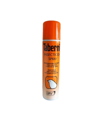 TABERNIL Insecticida Spray ( Anti-insects) - For the treatment and prevention of external parasite infestation such as insects, bird lice.s.
Spray onto the bird’s body for a few seconds holding the aerosol at a distance of around 50 cm.Repeat every 5 days. To disinfect cages, spray once a week.