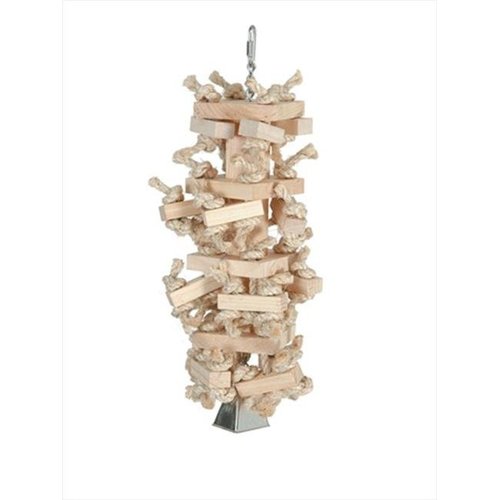 L KNOTS N BLOCKS (504) - Suitable for mid. to larg bird as Greys, amazonz, cockatoo  This fun toy is perfect for keeping your bird active, and promotes exploration as well as instinctive activities such as chewing.