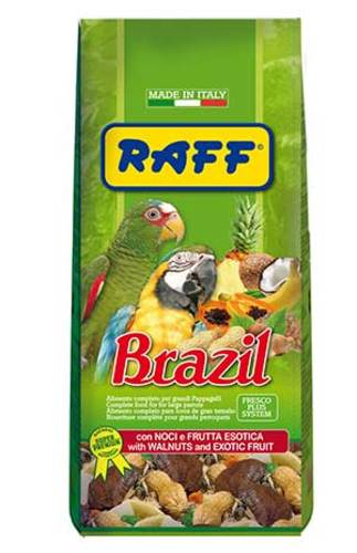 Brazil seed mixture Raff, 900 g - VITAMINIZED SEED MIXTURE FOR PARROTS ENRICHED WITH WHOLE NUTS Brazil is a Super Premium daily food for all parrot species, enriched with whole nuts.