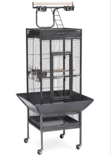 Cage A10 for Small to Medium birds - Heavy duty cage for small to medium parrots  as lori, Conures, and Ringneck Parakeets. also can be used for African  Grey and similar   - playing stand above the cage with removable litter tray -stainless steel feeding cups - Easy to assemble  46 cm * 46 cm * 156 cm  * we don't have assemble service