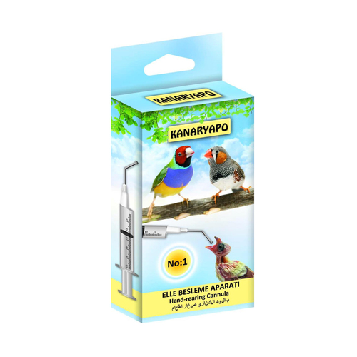 PET SHOP  - Hand feeding syringe - It is a hand feeding apparatus used for the care of newly hatched baby birds that are not cared for by their parents. It is a stainless metal hand feeding apparatus that goes down to the crops of the birds thanks to its curved structure.