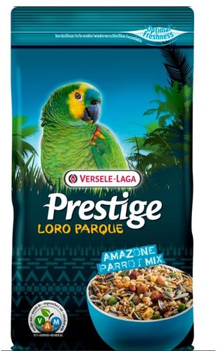 LORO PARQUE AMAZONE PARROT 1kg - Prestige Premium  African Parrots contains only quality seeds, selected in function of the natural food of the For South-American parrots: amazons, pionusses, caiques,  Loro Parque Mix is a complete food enriched with granulated VAM (Vitaminas, Tominoácidos and Minerales), so that the birds maintain excellent health.Composed in consultation with the scientific team of Loro Parque