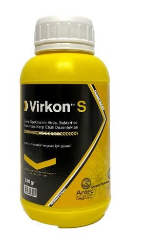 Virkon S Disinfecting powder 250g - Virkon S is a DEFRA approved disinfectant, and is active against viruses such as those that cause Foot and Mouth disease and Bird Flu - so if you are concerned about epidemics and pandemics, Foot and mouth Disease, Bird Flu etc, this is the product to use. Virkon is the disinfectant generally recommended globally by Governments concerned with controlling major health epidemics in both the human health and agricultural sectors. Virkon S is probably the most versatile disinfectant in the world, as it can be applied on to the animal, its cage, or surroundings, and can also be used as a spray mist/fogging disinfectant, and will kill viruses fungi and bacteria quicker and at lower doses than most other products. Independently tested against:
Fungi: Aspergillus, Microsporum, Trichophyton, Candida
Bacteria: Salmonella, Staphylococcus, Streptococcus, Pasteurella, Mycoplasma, Listeria, Enterobacter, Chlamydia, Campylobacter, Bacillus, Brucella
Viruses: Adenovirus, Birnavirus, Calicivirus, Coronavirus, Herpesvirus, Papovavirus, Picornavirus, Poxvirus, Parvovirus, Retrovirus, Rhabdovirus and many many more