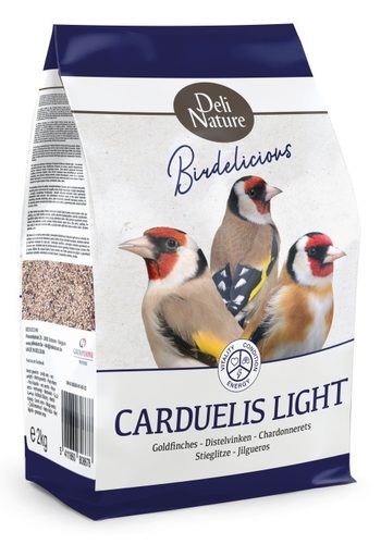 CARDUELIS LIGHT - GOLDFINCHES LIGHT 2kg - For the European and major goldfinch, grey-headed goldfinch. Enormous variety in seeds: more than 20 ingredients. Light mixture ideal for the Southern countries and for birds requiring a lighter diet. High amount of cocksfoot/orchad grass, white perilla, and specialties like chia, gold of pleasure.