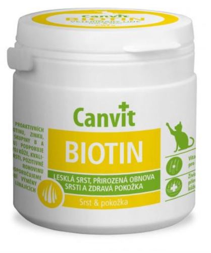 PET SHOP  - Biotin Support for healthy skin and thick, shiny coat 100 g - Support for healthy skin and thick, shiny coat 
 Complex of vitamins and organically bound minerals for healthy skin, coat, and claw keratin. The nutrients in Canvit Biotin support skin regeneration and growth of a thick and shiny coat essential not only to the appearance of show cats. 
 The coat and skin form the body’s first layer of defence against the hazards of the environment. In order for the skin to provide protection, its metabolism requires an adequate source of nutrients such as biotin, vitamins B2, B3 (niacinamide), and B5 (calcium pantothenate) as well as microelements and amino acids like zinc, copper, and methionine. Canvit Biotin is a complex source of nutrients essential to the healthy function and growth of skin and coat.