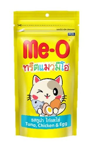 Me-O Treat Cat Food - Tuna Chicken & Egg 50 Gr. - Cat treat ( chicken, Tuna & egg) flavor made from natrural main protine provides full nutritional value for your cat