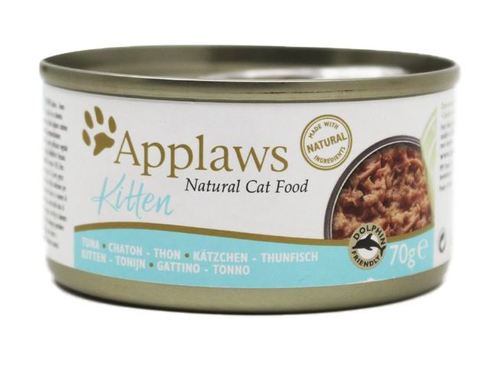 Applaws Kitten Tin Tuna / chicken 70G - At Applaws, we believe that making pet food matters. It’s all we do. We believe and trust in the goodness of a food that starts with the highest quality ingredients. We call it natural simplicity. Kitten Formula specially formulated to aid giving kittens the best start in life! Natural source of Omega 3 & 6 This helps with any condition that causes inflammation of the heart, kidneys, skin, and joints. A Natural Source Of Taurine essential for proper function for the heart and eye health