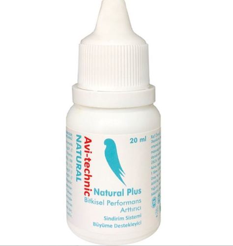 Natural Plus - NATURAL PLUS is a herbal product that enhances the performance of caged birds such as budgerigars, canaries, parrots and pigeons. It supports the digestive system, accelerates their growth and increases feed utilization. 20 ml USAGE: 20 drops (1/2 teaspoon) is added into medium size water bowl of cage birds such as parakeet, canary and parrot. 50 drops (1 teaspoon) of the product is added in 100 cc drinking water . The water of the birds is changed every day.