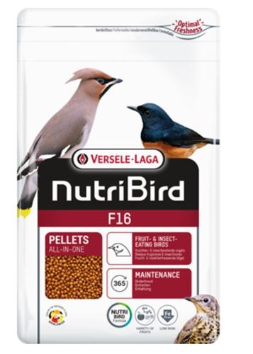 F16 pellets for small insect eater From Versele laga, 1 kg - Maintenance food for small fruit- and insect-eating birds Scientifically approved composition with all the nutrients your birds need. Completely consumable, no food waste. With fruit. Contains Florastimul®: supports the intestinal flora and protects against intestinal disorders. Recommended by vetarinarians and used worldwide by ornithological parks and top breeders.