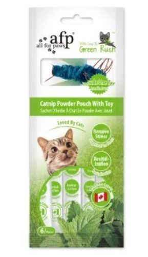 PET SHOP  - AFP Catnip Powder Pouch w/ Toy , - Eliminate your cat’s stress with All For Paws Catnip Powder Pouch. You can either use the catnip pouch to mix it with the cat’s food, or add it inside any toy. One toy is included in the package! 
 - Natural ingredients - Reduce stress - Improves intestinal flora - Canadian catnip - Natural Ingredients - 6 pouches in each package - One toy included