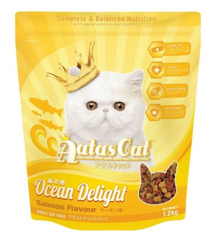 Aatas Cat Gourmet Delight  Dry Food - 1.2 Kg - A delightfully delectable yet complete and balanced meal that is rich in Omega-3, Omega-6, antioxidants and taurine. Gourmet Delight is also loaded with essential vitamins ideal for healthy teeth and bones development. Aatas Cat Delight series is a complete and balanced food for adult cats. Feed alongside Aatas Cat complementary wet food, for a flavorsome and healthy diet of high protein and moisture content with moderate fat levels. Aatas Cat Delight series is manufactured only in well-reputed establishments which are committed to the highest standards of food safety and strictly adhere to International Manufacturing Practice Standards.