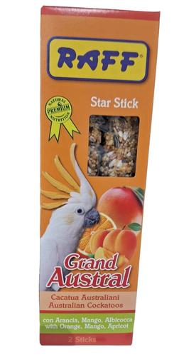 PET SHOP  - SEED STICKS WITH FRUITS FOR Raff, 60g - Star-Stick Grand Austral is the special seed-based snack specifically for Australian Cockatoos. These parrots are great devourers of both cereal seeds and man-grown fruit and vegetables.