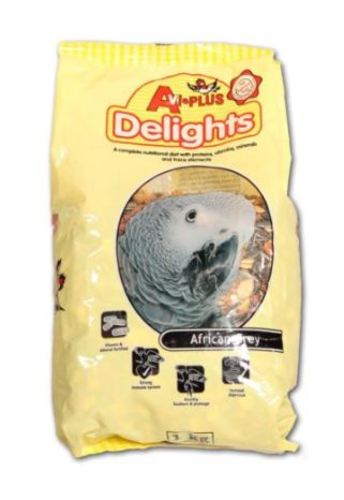 PET SHOP  - AVI-PLUS Delights ِAfrican parrots 1 kg - A variety of species specific seed, fruit, nut and pellet mixes that will provide your bird with a varied and interesting diet that will be loved down to the last morsel. Pellets added to the seed mixes provide the vitamins, minerals and amino acids absent in seed only diets.