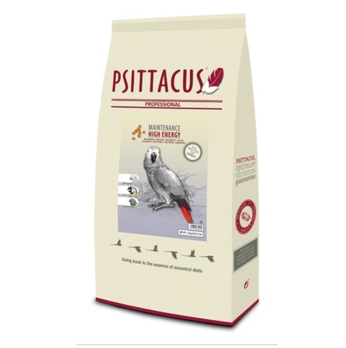 Psittacus  HIGH ENERGY daily  , 12 Kg - Maintenance extruded food is suitable to feed pet and reproductive birds during 
reproductive inactivity stages. Its composition ensures ample fulfilment of the 
nutritional requirements during these periods. Suitable for species consuming a great amount of oily fruit or oilseeds in the 
wild (macaws, African Grey Parrot, poicephalus…). 
 It is designed to constitute 100 % of the parrot’s diet. In order to provide variety, other foods like fruits and vegetables can be added to the diet as long as the proportion of High Energy is not less than 70 % of the overall diet by weight.