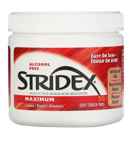 دومو كويت  - قطع Stridex القطنية للسيطرة على حب الشباب - الوصف* حمض السالسيليك 2% w/w علاج حب الشباب* قطع قطنية ناعمة الملمس* أعلى مستوى من السيطرة على حب الشباب* متاح بدون وصفة طبية* يحتوي على 2% حمض الساليسيليك* فعالية مُذيبة للكرياتين تساعد في منع سد مسامات البشرة* نظام تطهير فعال يعمل على إزالة التلوُّث والزيت* تقلل عدد بثور حب الشباب والرؤوس السوداء وتساعد البشرة على التعافي* تساعد في الوقاية من تكوين بثور حب الشباب الجديدةطريقة الاستخدام* نظّف البشرة جيدا قبل وضع الدواء* استخدم القطع القطنية لمسح المنطقة المصابة بالكامل مرة حتى ثلاث مرات يوميا* بسبب احتمالية إصابة البشرة بجفاف مفرط، ابدأ باستخدام الدواء مرة واحدة يوميا، ثم زد عدد مرات الاستخدام تدريجيًا لمرتين أو ثلاث يوميا إذا لزم الأمر أو تبعا * في حالة الجفاف المزعج أو حدوث تقشير، قلل الاستخدام لمرة واحدة يوميا أو استخدمه يومًا بعد يوم* لا تترك القطعة القطنية على البشرة لفترة طويلة من الوقت* ابقه بعيدا عن العينين والشفتين والأغشية المخاطية الأخرى