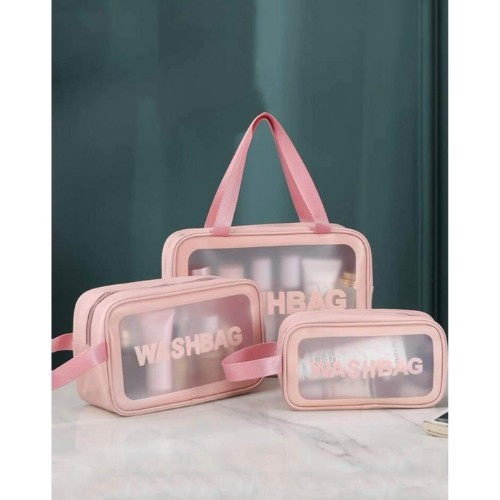 Domo Kuwait - Wash Bag - The Wash Bag Set Consists of 3 Bags of Different Sizes  a Bag for Shower and Make-Up Supplies  Ideal for Travel and Transportation.