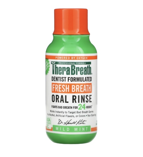 Domo Kuwait - Fresh breath oral rinse mild mint - DescriptionPowered by Oxygen™  Dentist Formulated Fights Bad Breath for 24 Hours* Works Instantly to Target Bad Breath Germs No Alcohol, Artificial Flavors, or Colors No Burning ADA Accepted Stops Morning Breath Made Just For You by Therabreath Kosher Certified Certified Vegan Certified Gluten Free Oral Rinse*For 24 hr fresh breath, rinse twice daily after brushing and flossing.